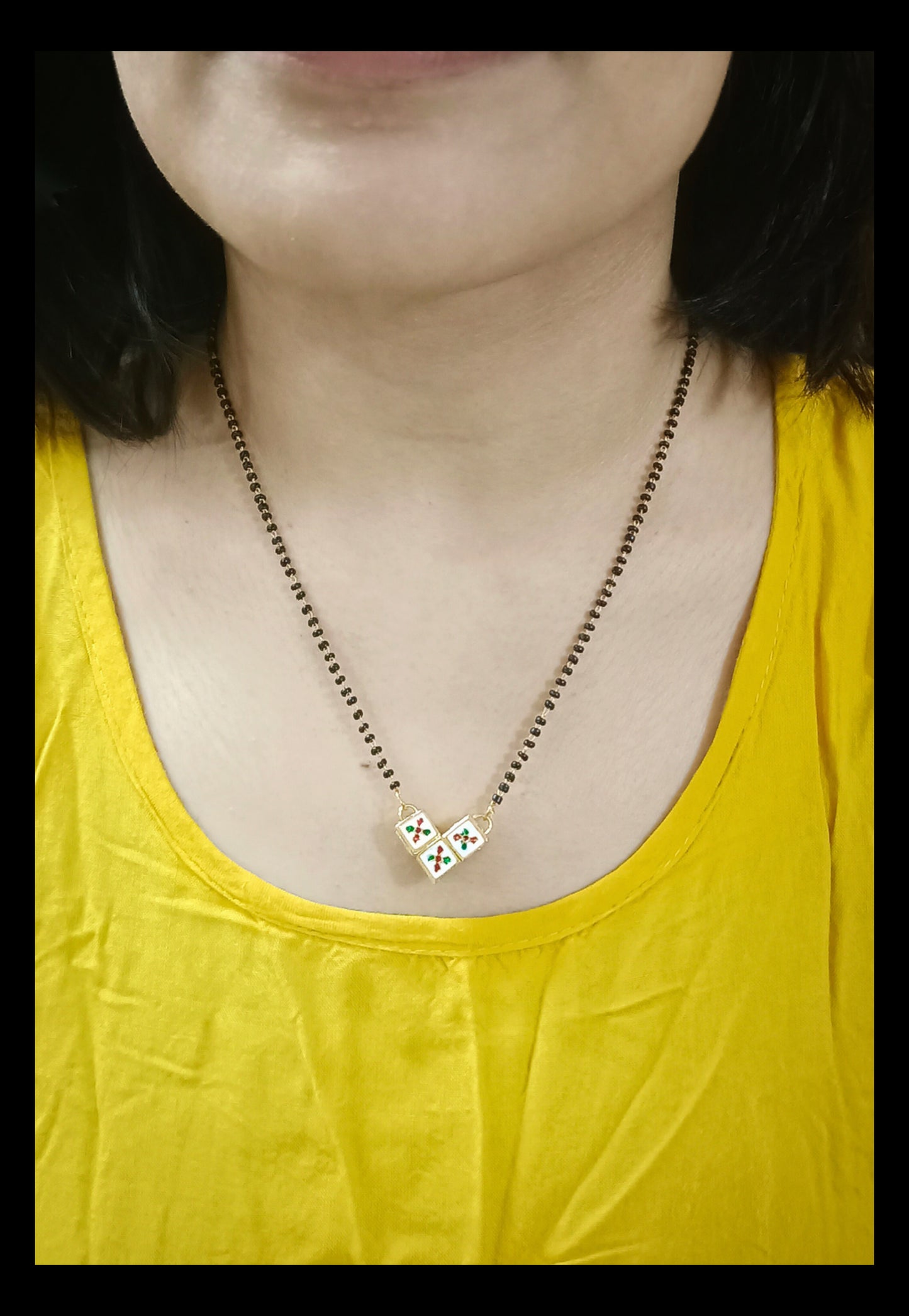 V-Shape Meenakari Kundan Pendant Mangalsutra
