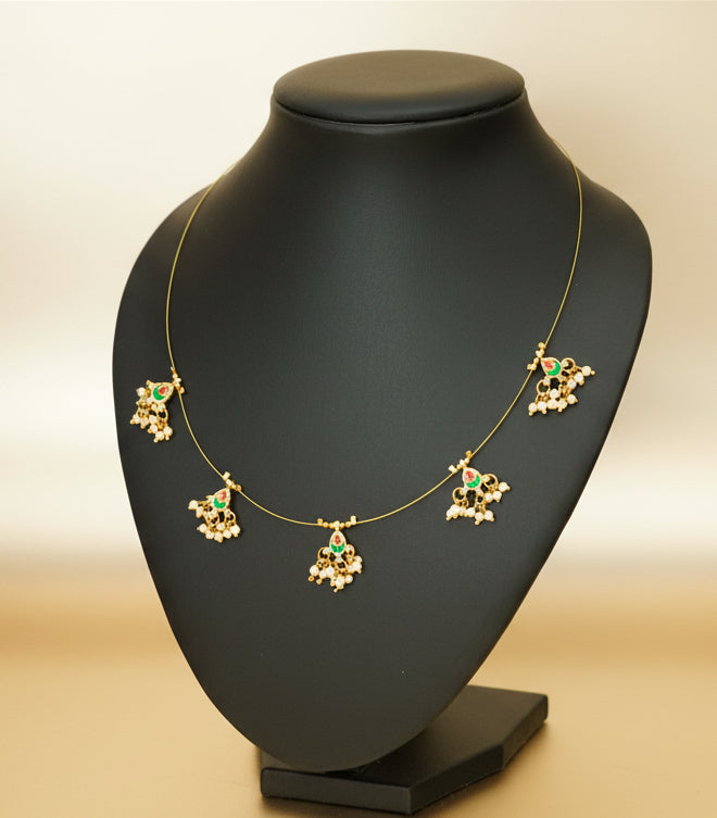 Reversible/ Invisible Brass Chain Kundan Necklace