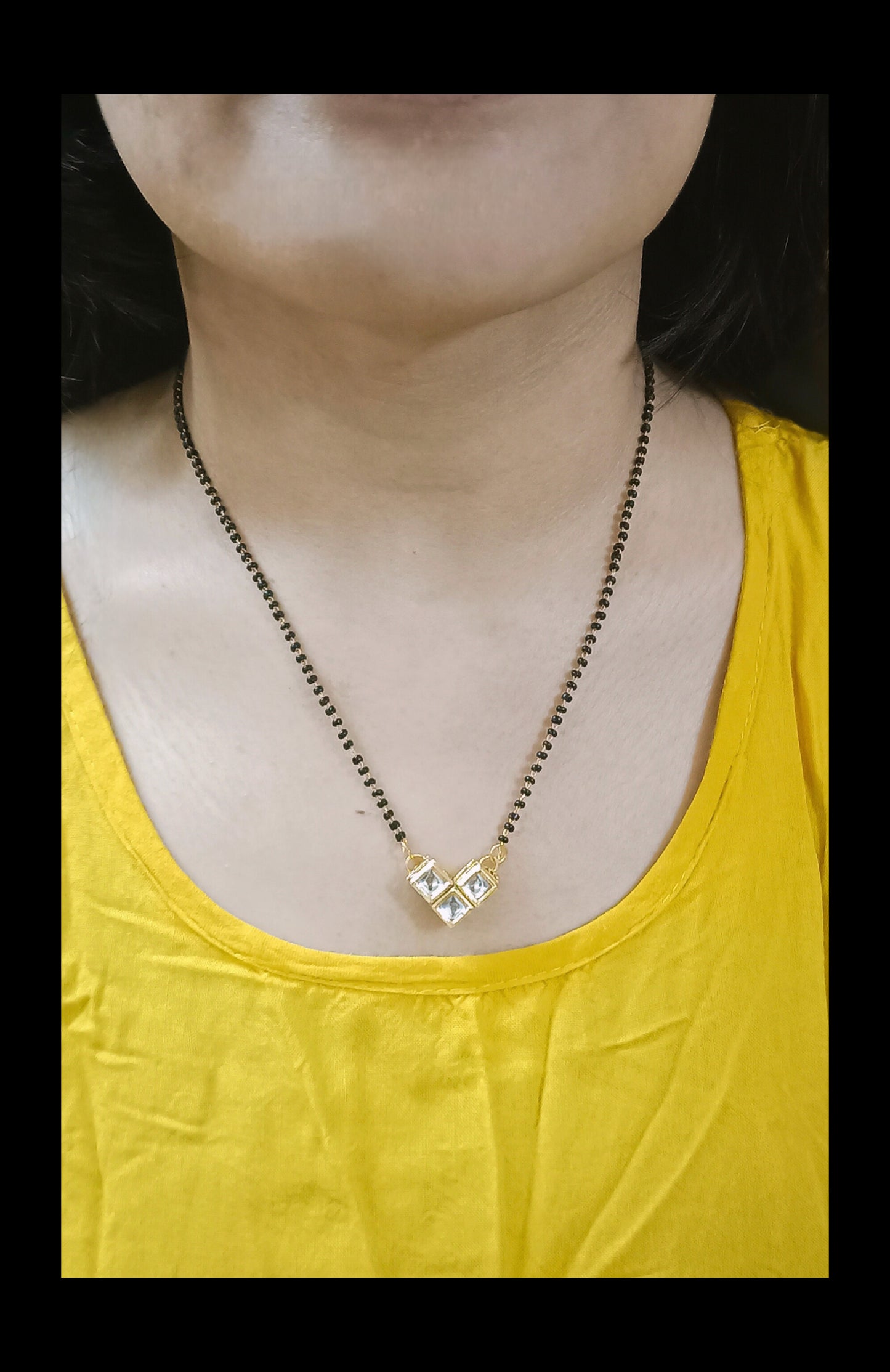 V-Shape Meenakari Kundan Pendant Mangalsutra