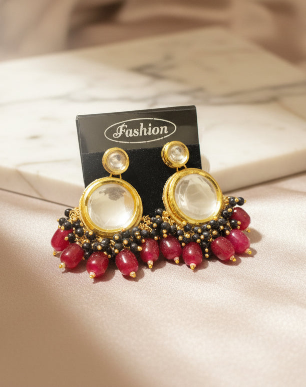 Meenakari Double Layer Kundan Earrings