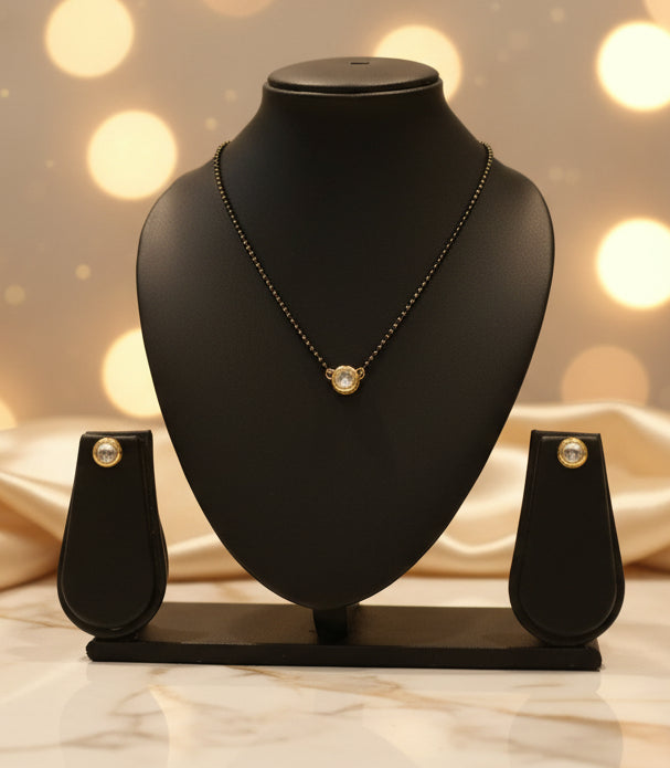 Meenakari Kundan Pendant Mangalsutra Set