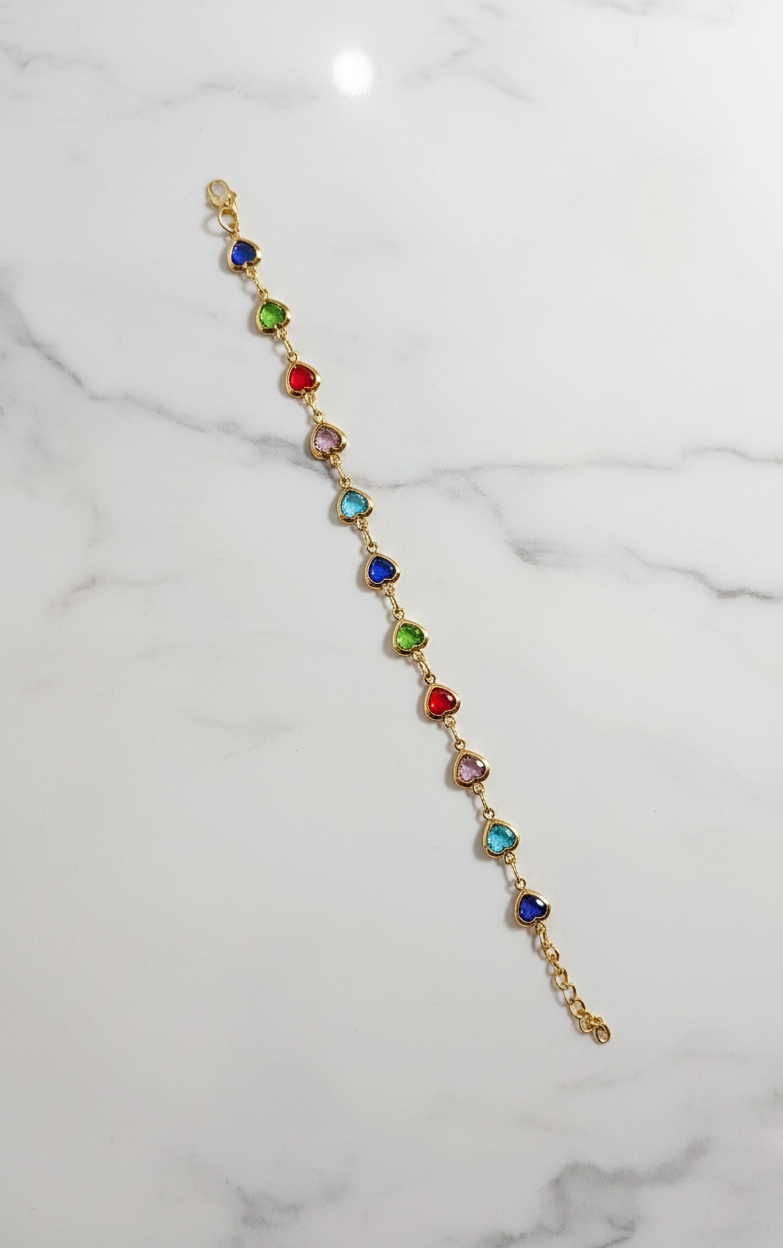 Delicate Heart Shaped Colorful Bracelet