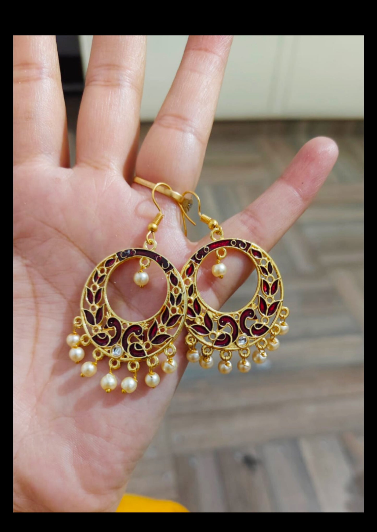 Beautiful Meenakari Maroon Earrings