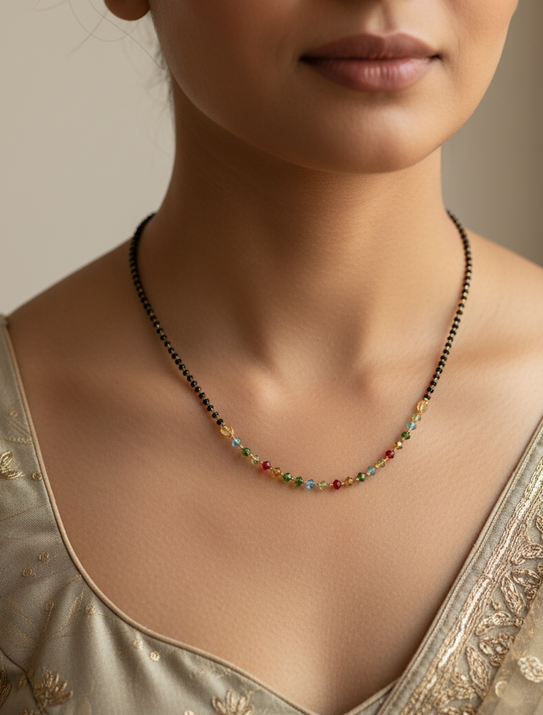Crystal Beads Pendant Mangalsutra