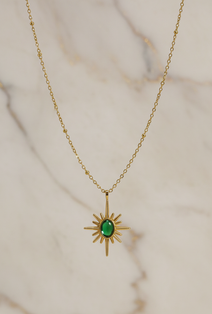 Golden Oxidised Anti-Tarnish Pendant Necklace