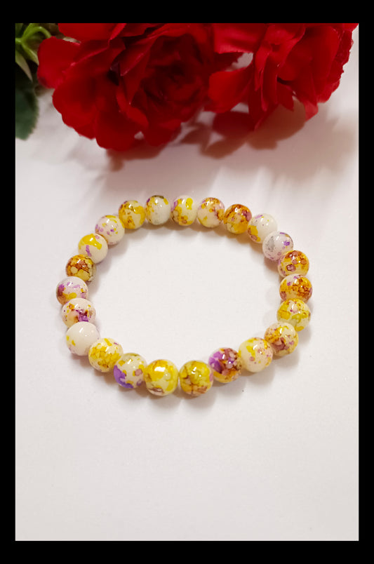 Marble Printed Adjustable Beads Bracelet (8mm)