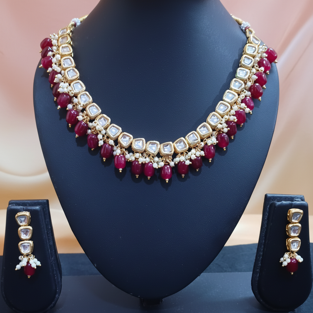 Gold-Plated Meenakari Kundan Choker Set