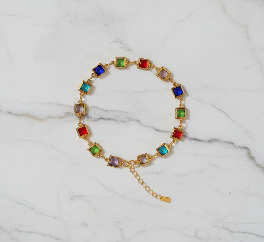 Delicate Square Shaped Colorful Bracelet