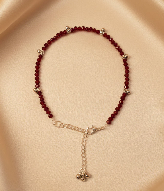 Crystal Beads Ghungroo Chain Anklet