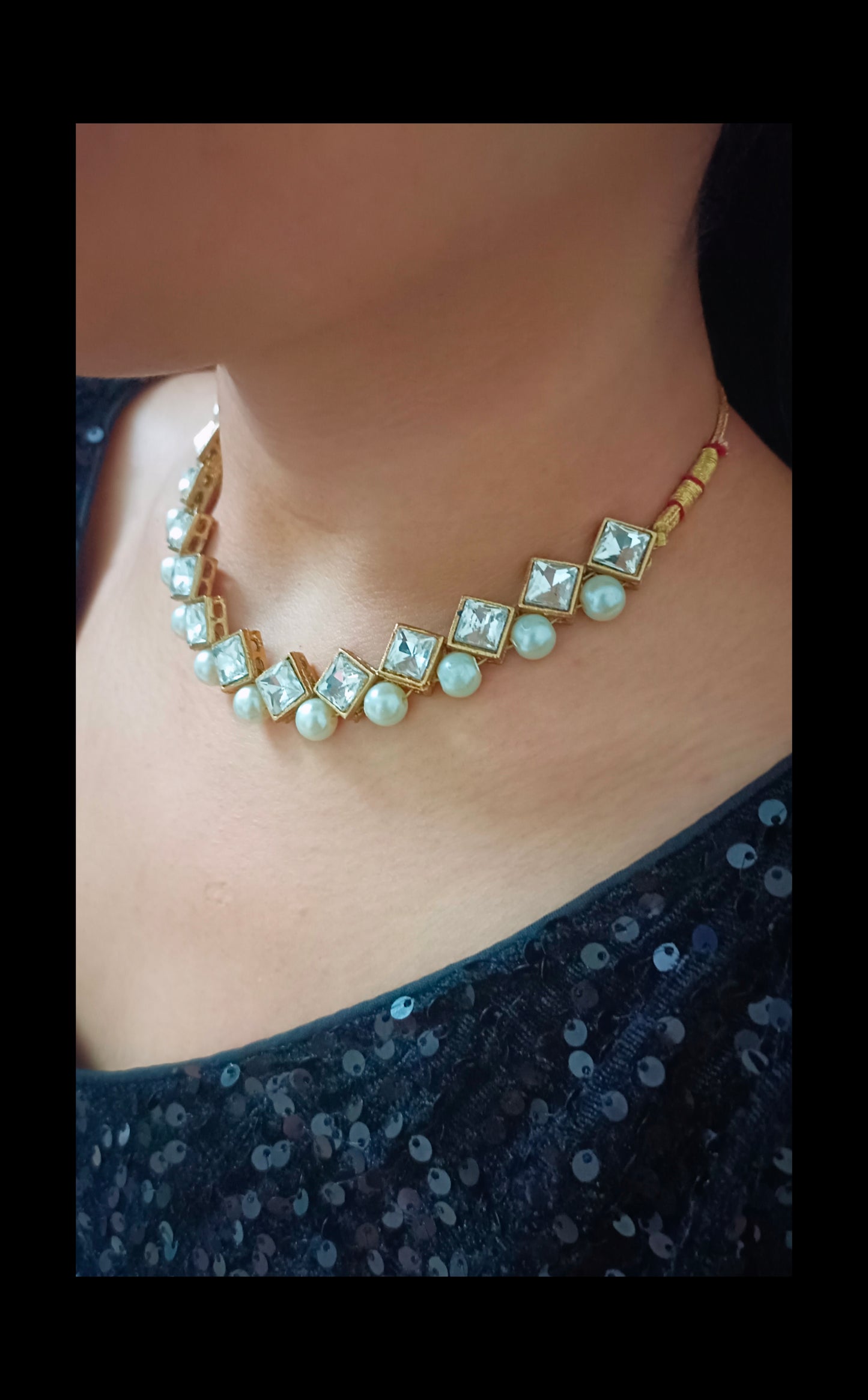 Crystal Kundan Necklace Set