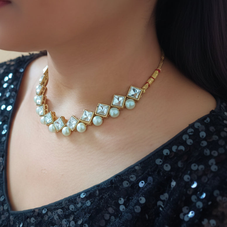 Crystal Kundan Necklace Set
