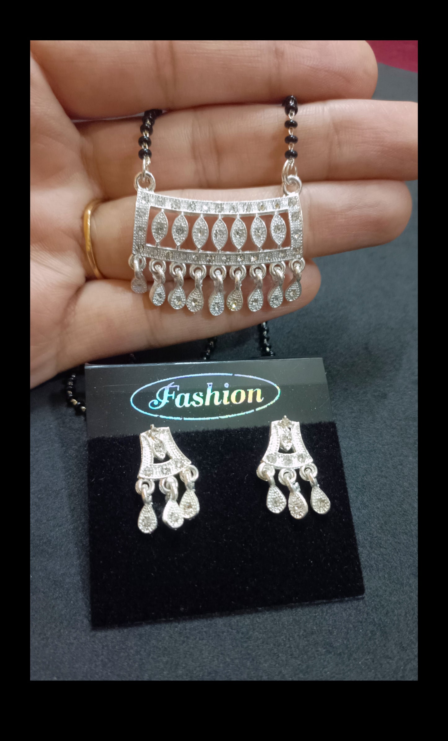 Silver Plated Pendant Mangalsutra Set
