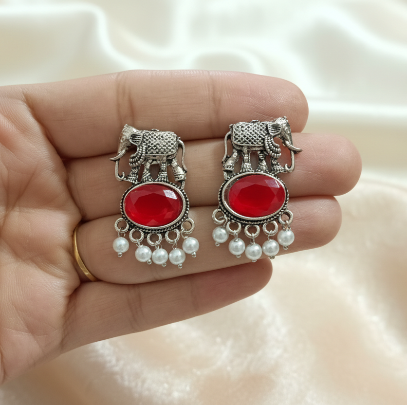 Oxidised Elephant Shape Earrings