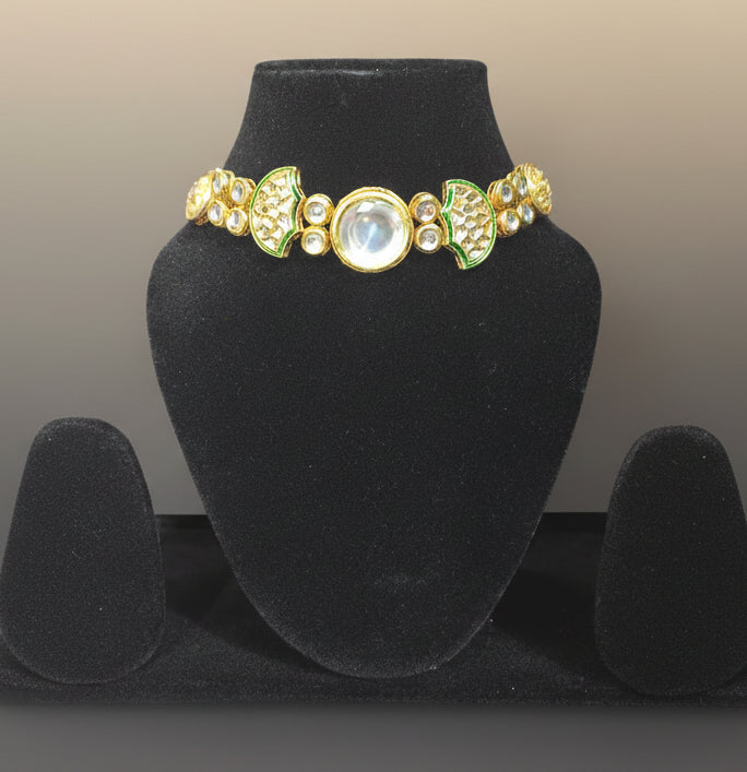 Gold-Plated Meenakari Kundan Choker Set