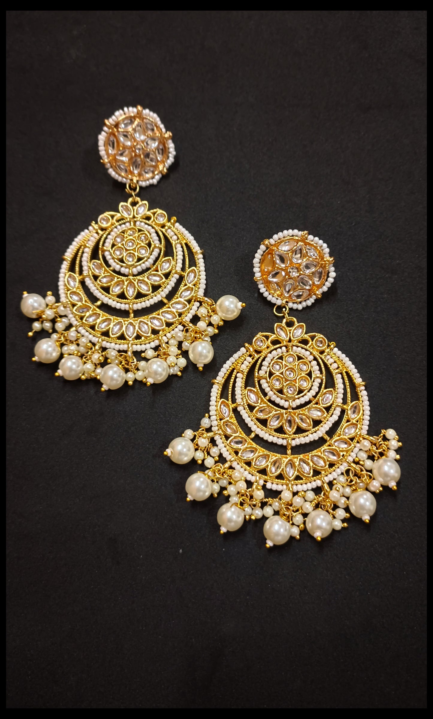 Meenakari Kundan Chandbali Earrings