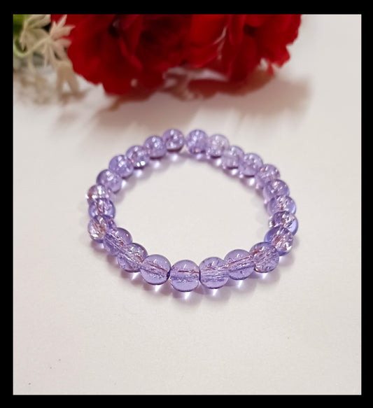 Violet Crackle Beads Adjustable Bracelet (8mm)