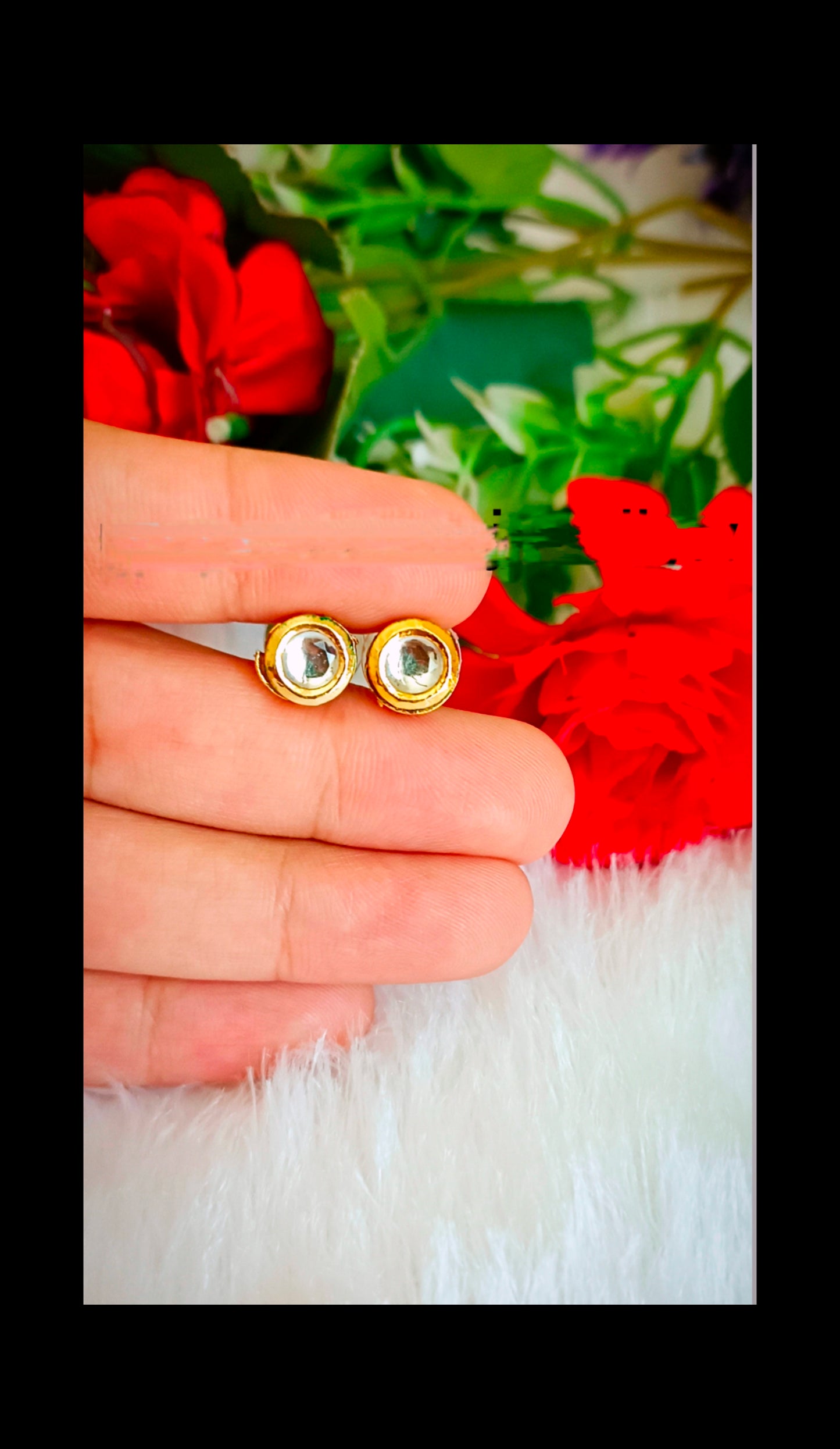 Meenakari Round Shape Kundan Earring