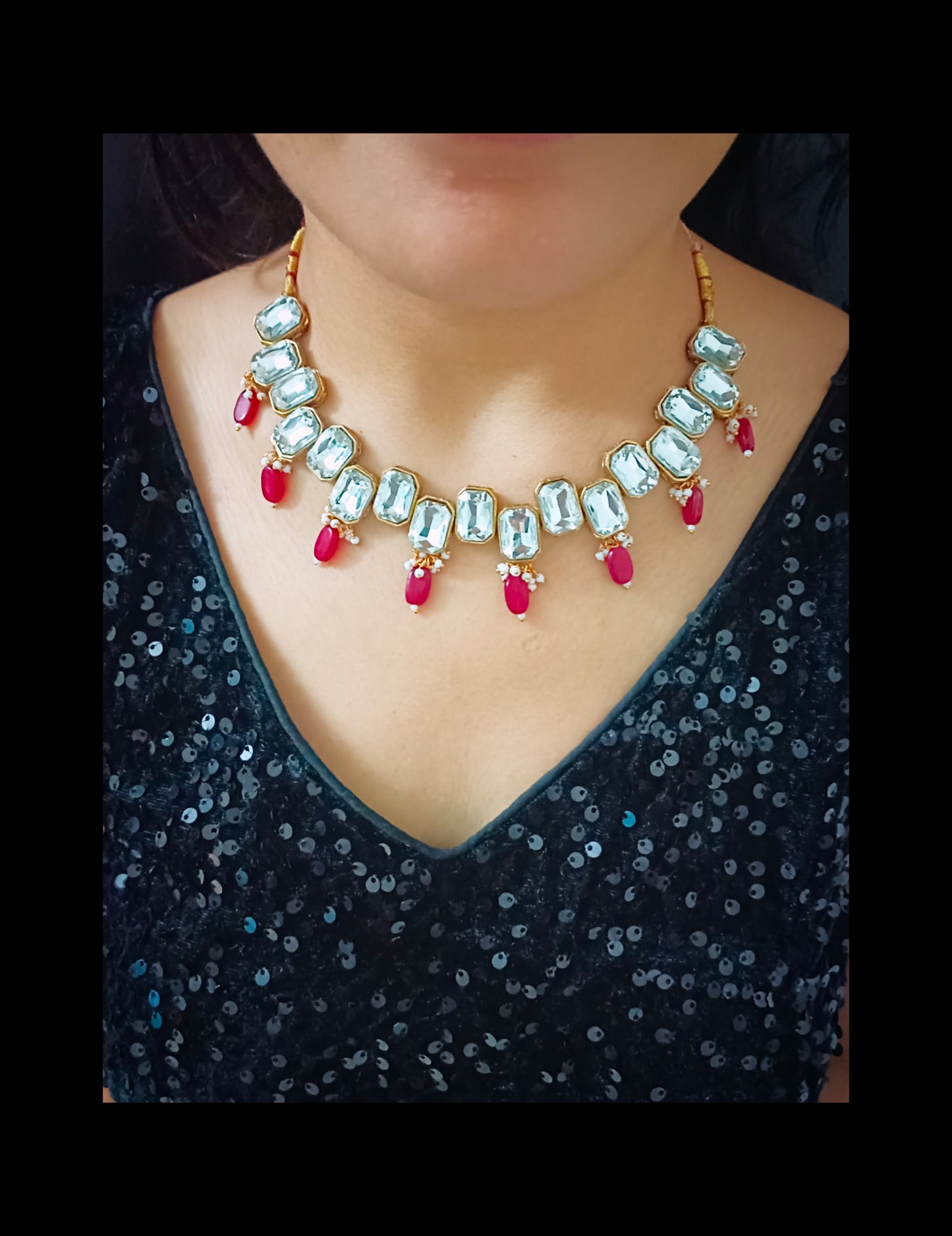 Crystal Kundan Necklace Set