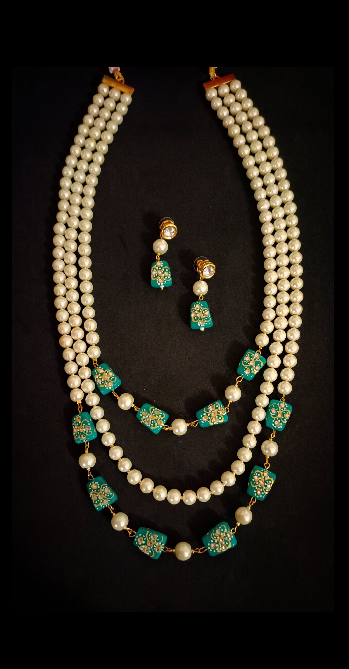 Gold-Plated Meenakari Stone Rani haar Necklace Set