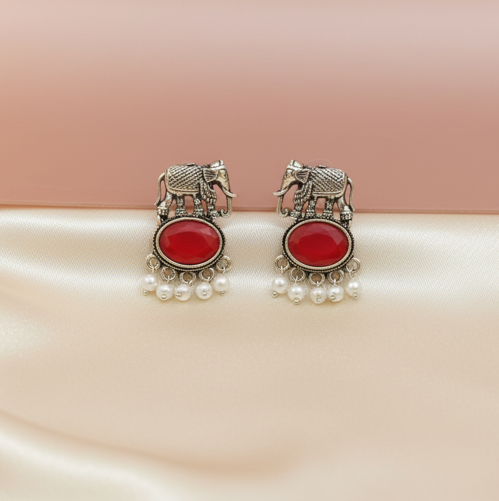 Combo of 2 Oxidised Elephant Shaped Earrings