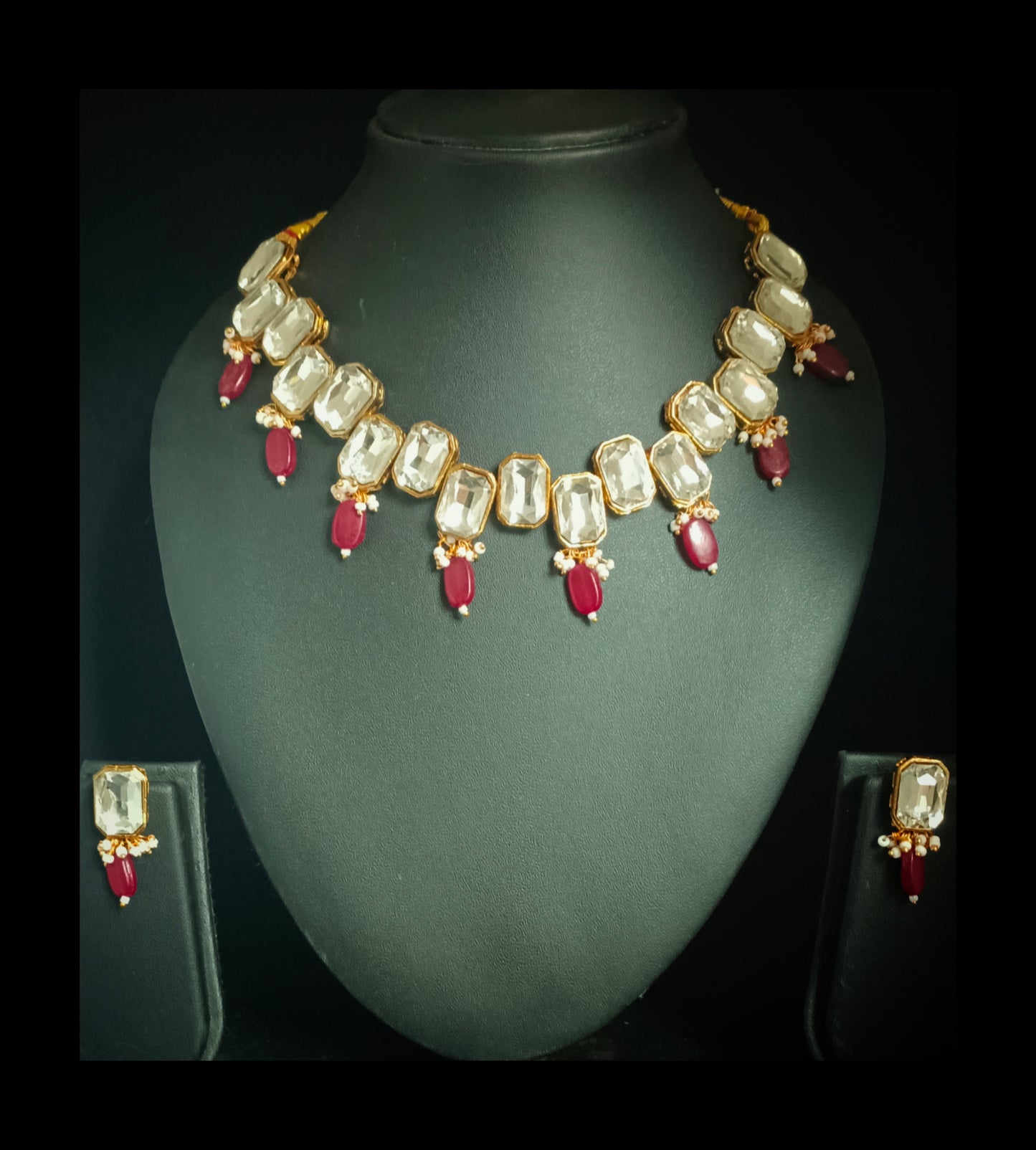 Crystal Kundan Necklace Set