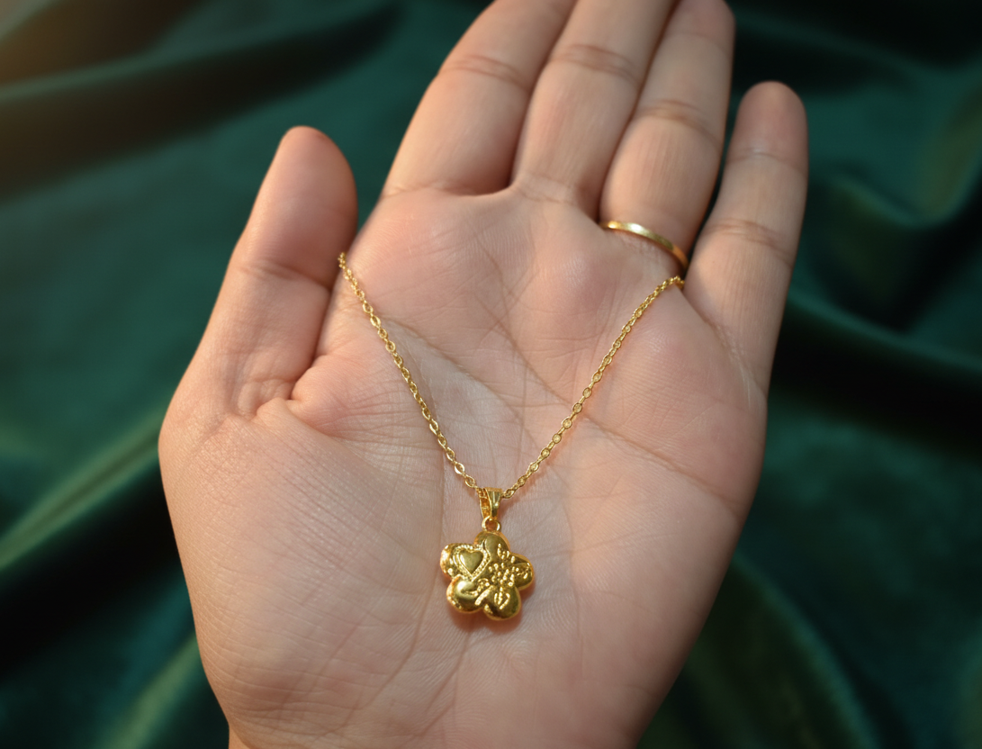 Anti-Tarnish Gold-Plated Heart Pendant Necklace