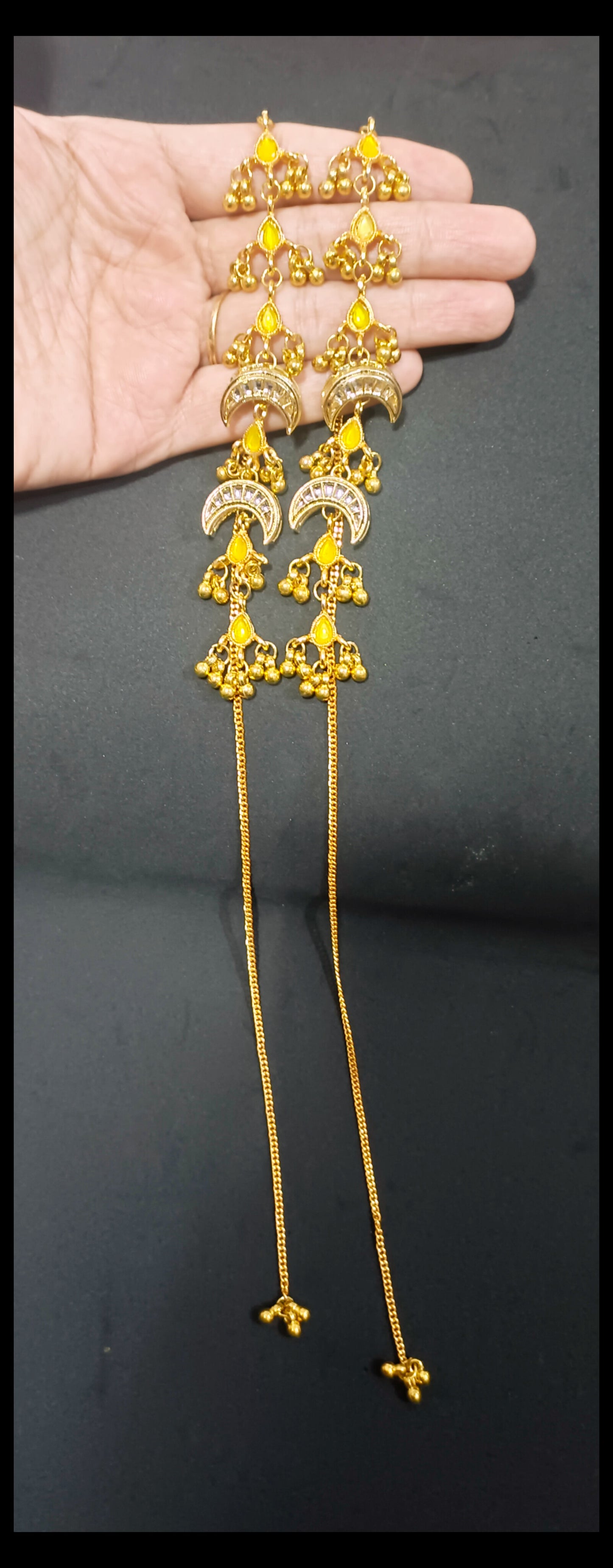 Earcuff Kashmiri Long Kundan Earrings