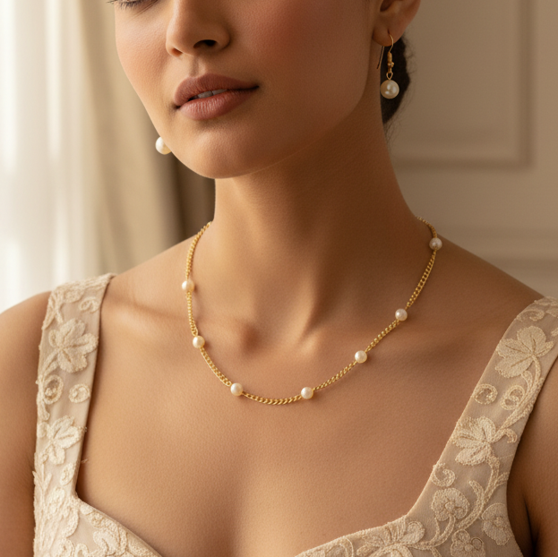 Gold-Plated Chain Necklace Set
