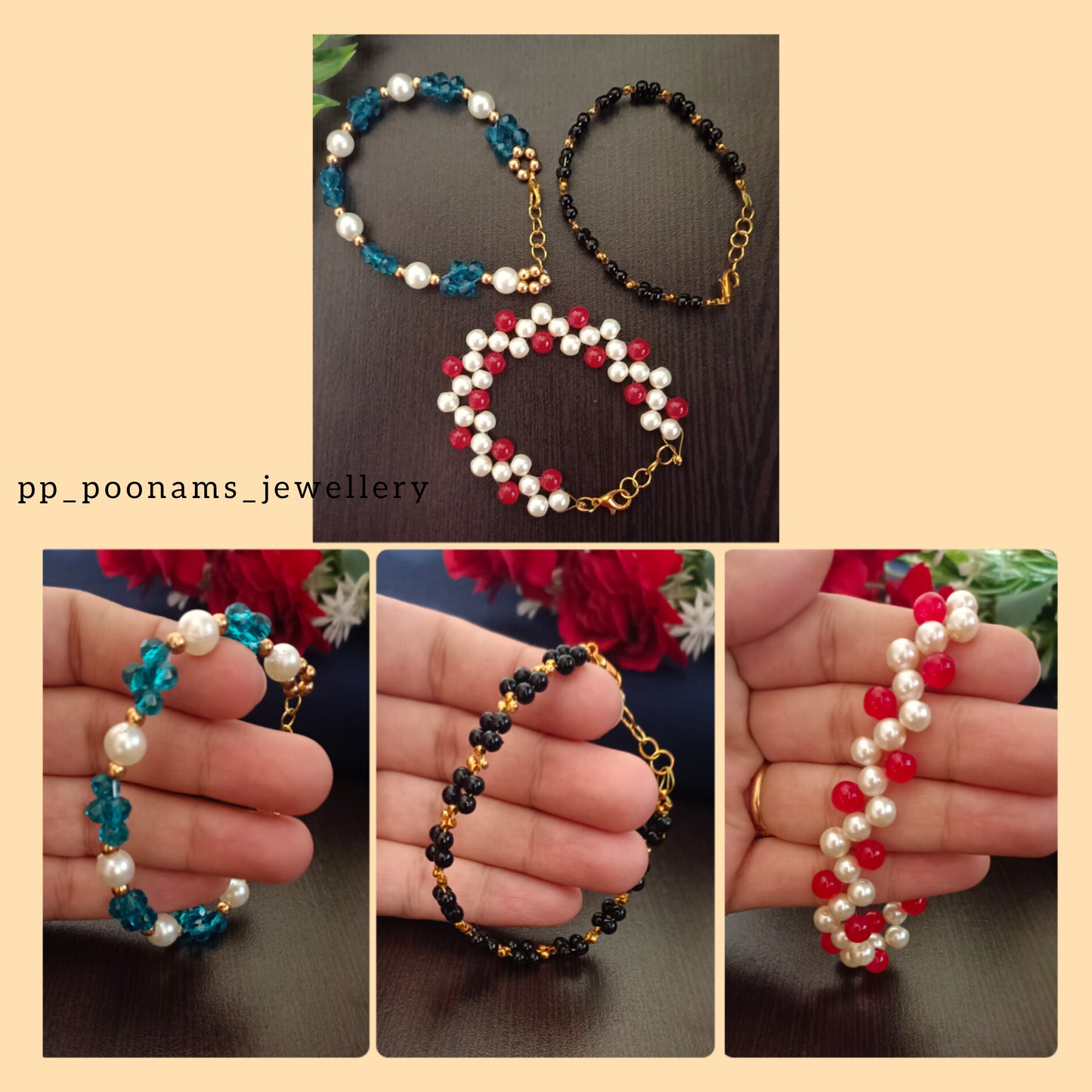 Combo of 3- Gold Plated Beads Bracelets