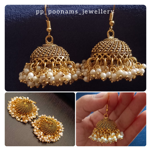 Beautiful Heavy Golden Loreal Jhumkas