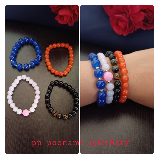 Combo of 4- Colorful Elastic Bracelets (8mm)