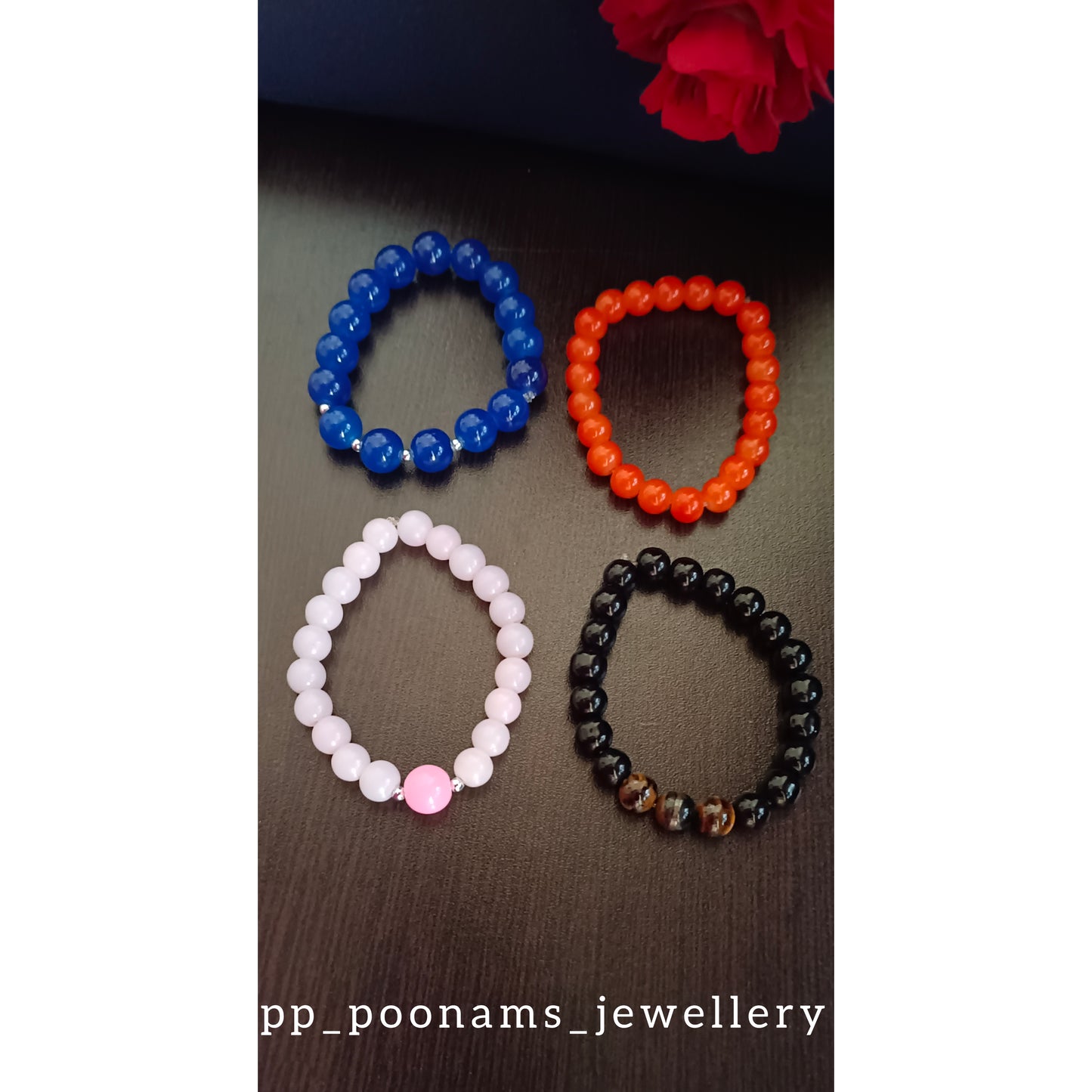 Combo of 4- Colorful Elastic Bracelets (8mm)