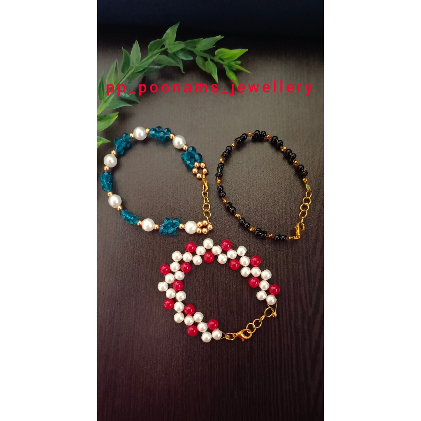 Combo of 3- Gold Plated Beads Bracelets