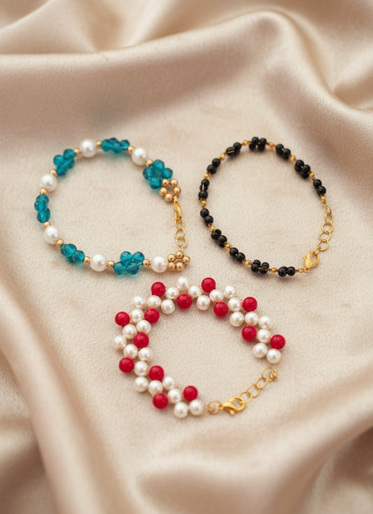 Combo of 3- Gold Plated Beads Bracelets