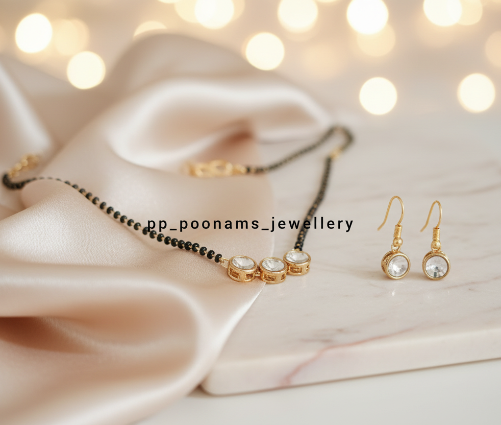 Gold Plated Crystal Kundan Mangalsutra