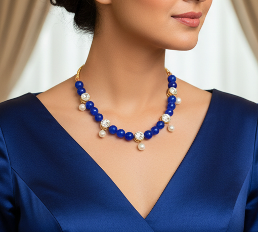 Beads With Crystal Kundan Necklace Set