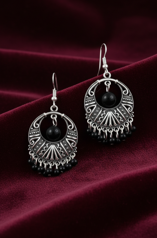 Oxidised Silver Plated Earring