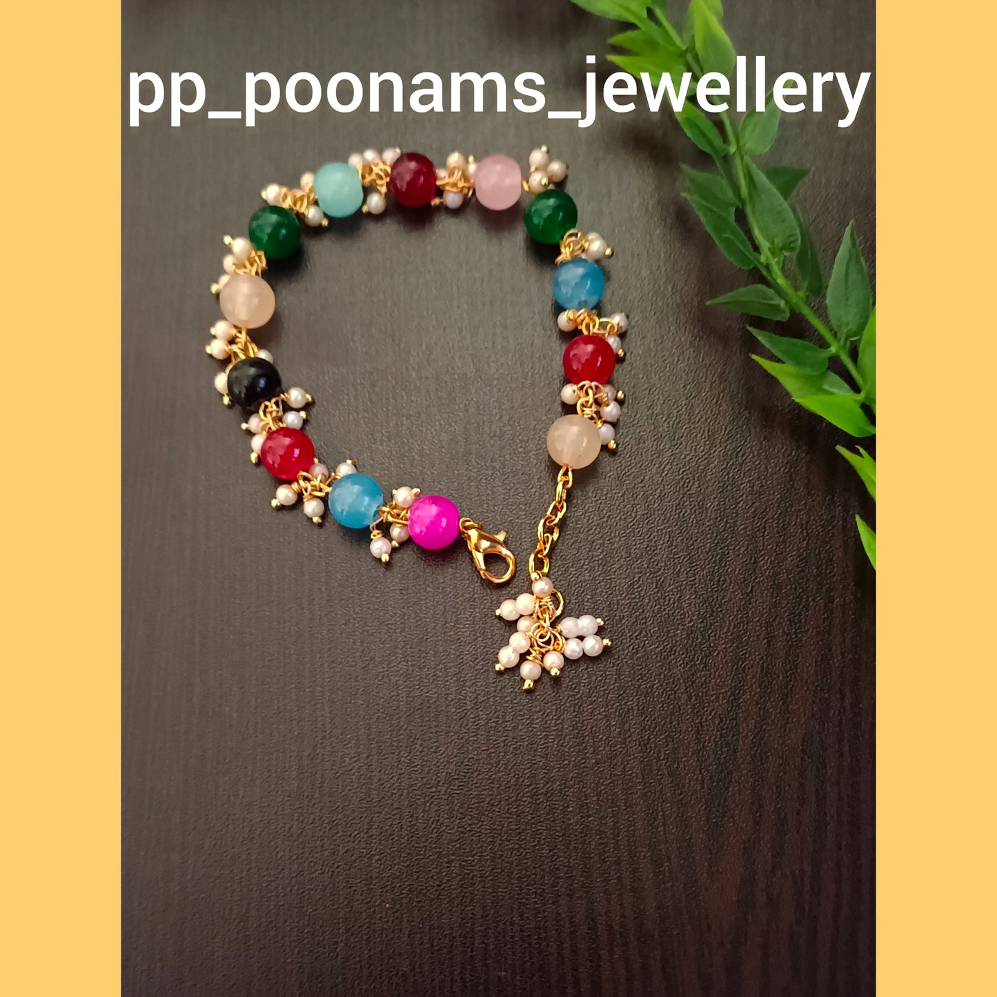 Mixture of Colorful Beads & Loreal Gold Plated Bracelet