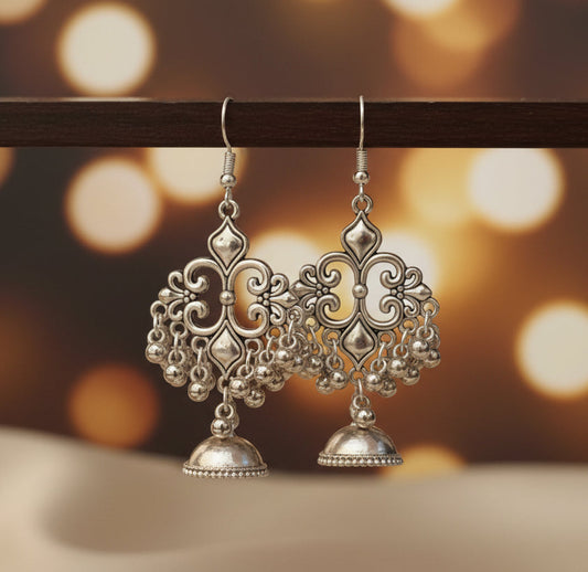 Simple & Light Weighted Oxidised Silver Plated Earring