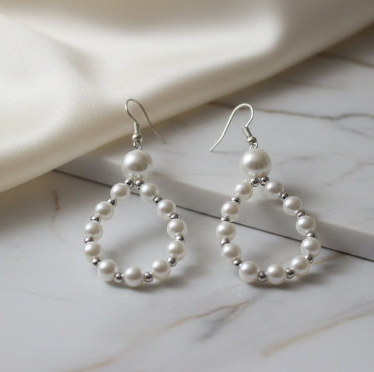 Combo of Fancy White Beads & Chain Earrings