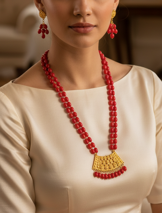 Royal Long Beads Necklace Set