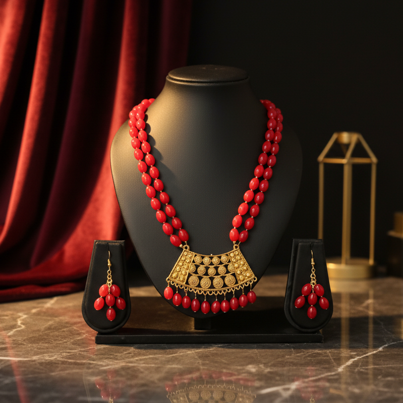 Royal Long Beads Necklace Set
