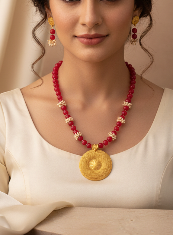 Pendant with Beads Necklace Set