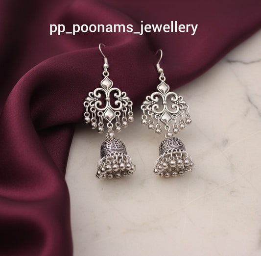 Oxidised Silver- Plated Earring