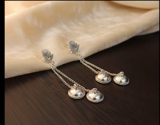 Oxidised Silver Plated Chain Earring