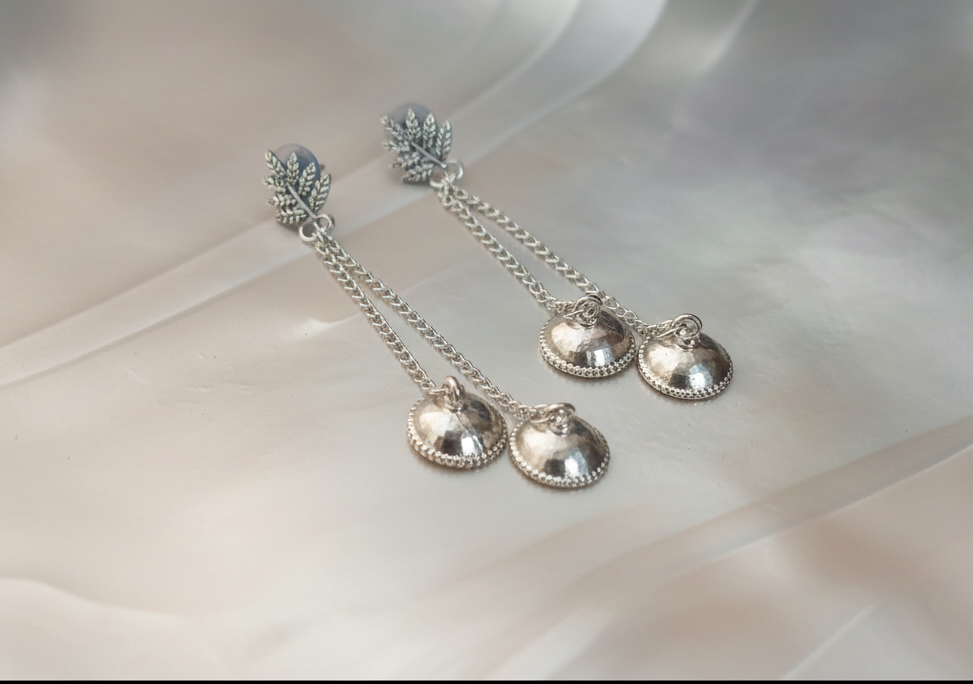 Oxidised Silver Plated Chain Earring