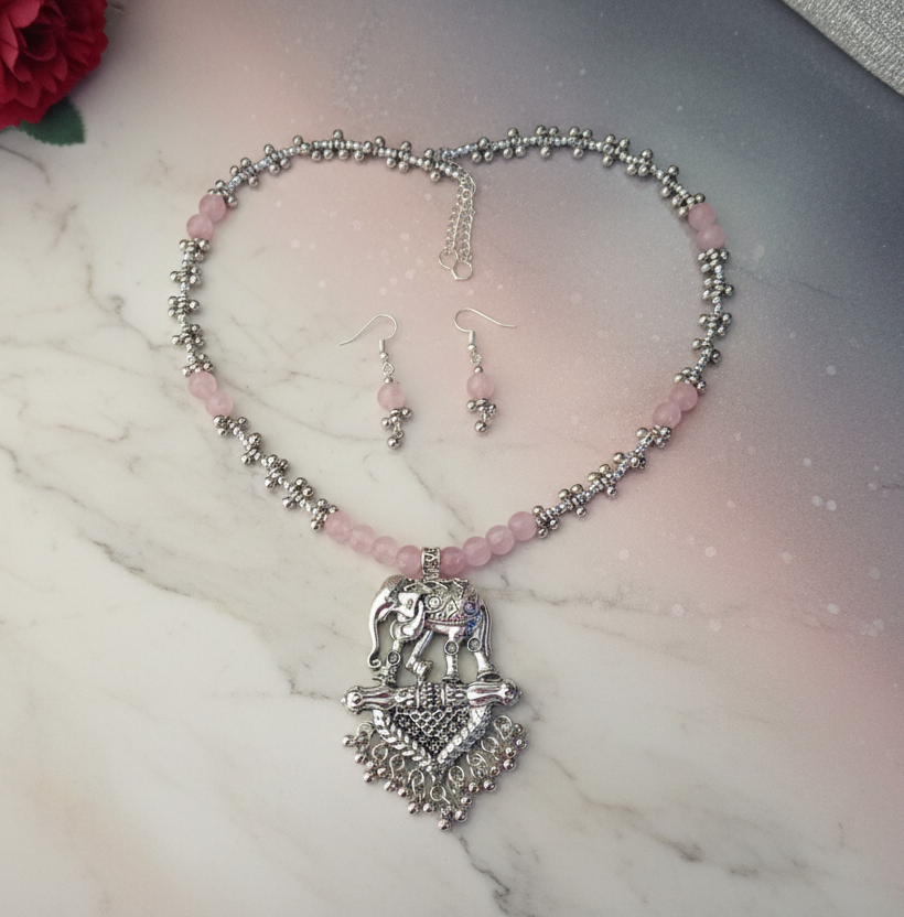 Oxidised Silver Plated Necklace Set