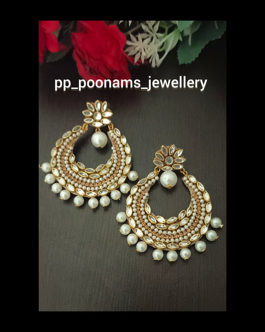 Golden Kundan Chandbali Earring