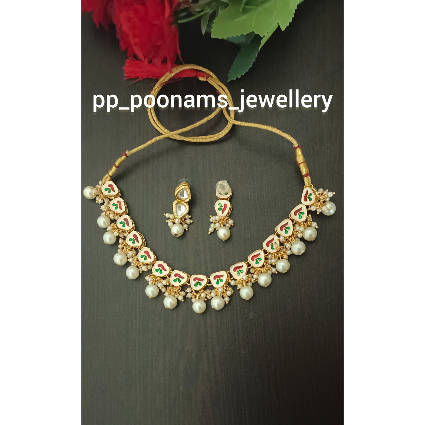 Gold-Plated Kundan Necklace Set