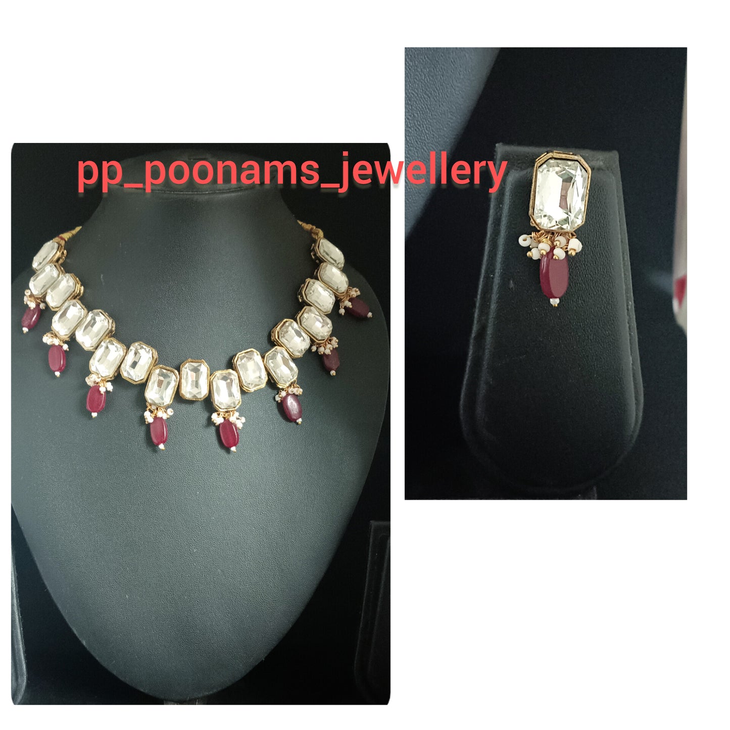 Crystal Kundan Necklace Set